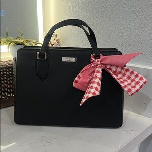 kate spade Black Satchel with Pink Accent Scarf